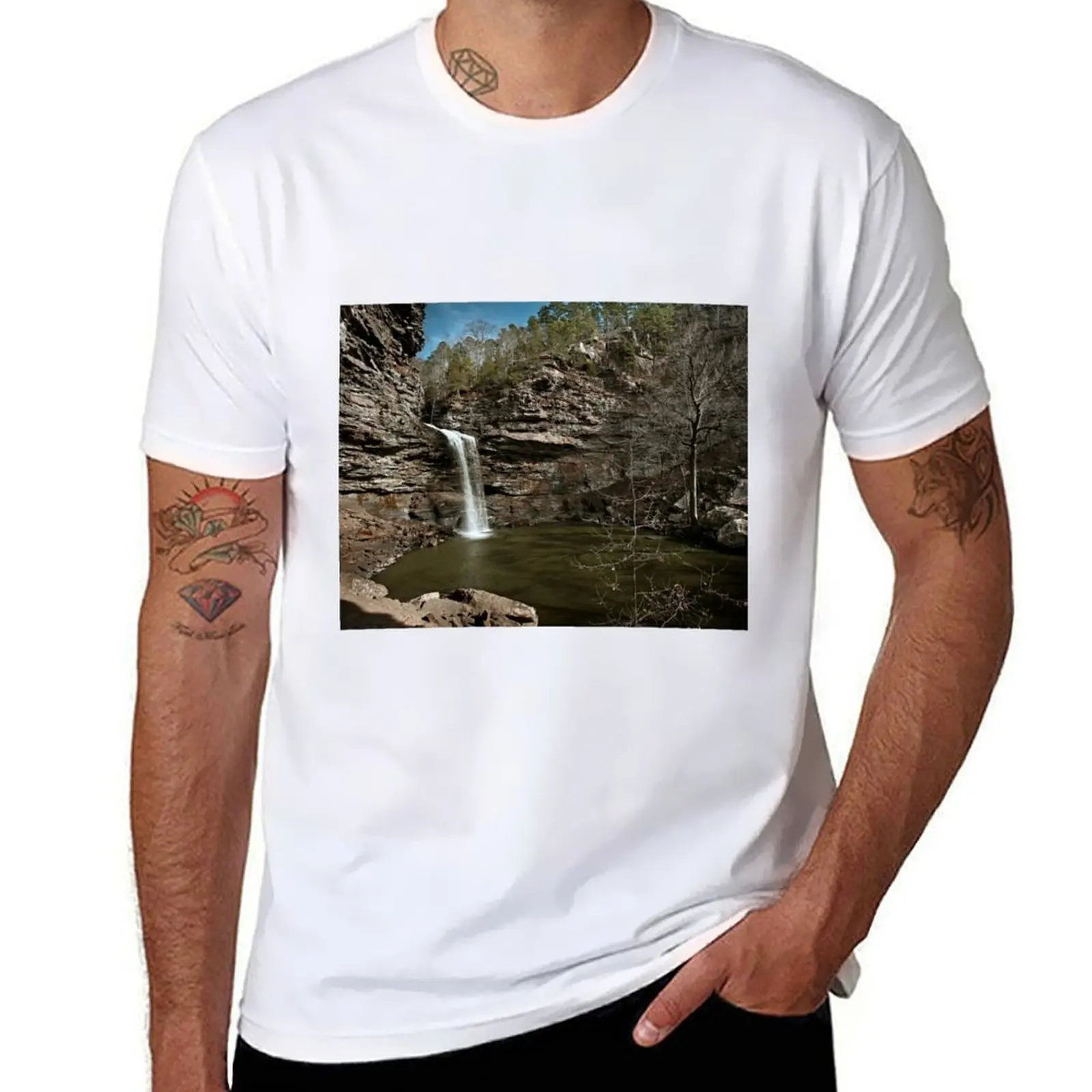 

Cedar Creek Falls, Petit Jean T-Shirt man t shirts cotton t shirts for man pack white T-Shirt
