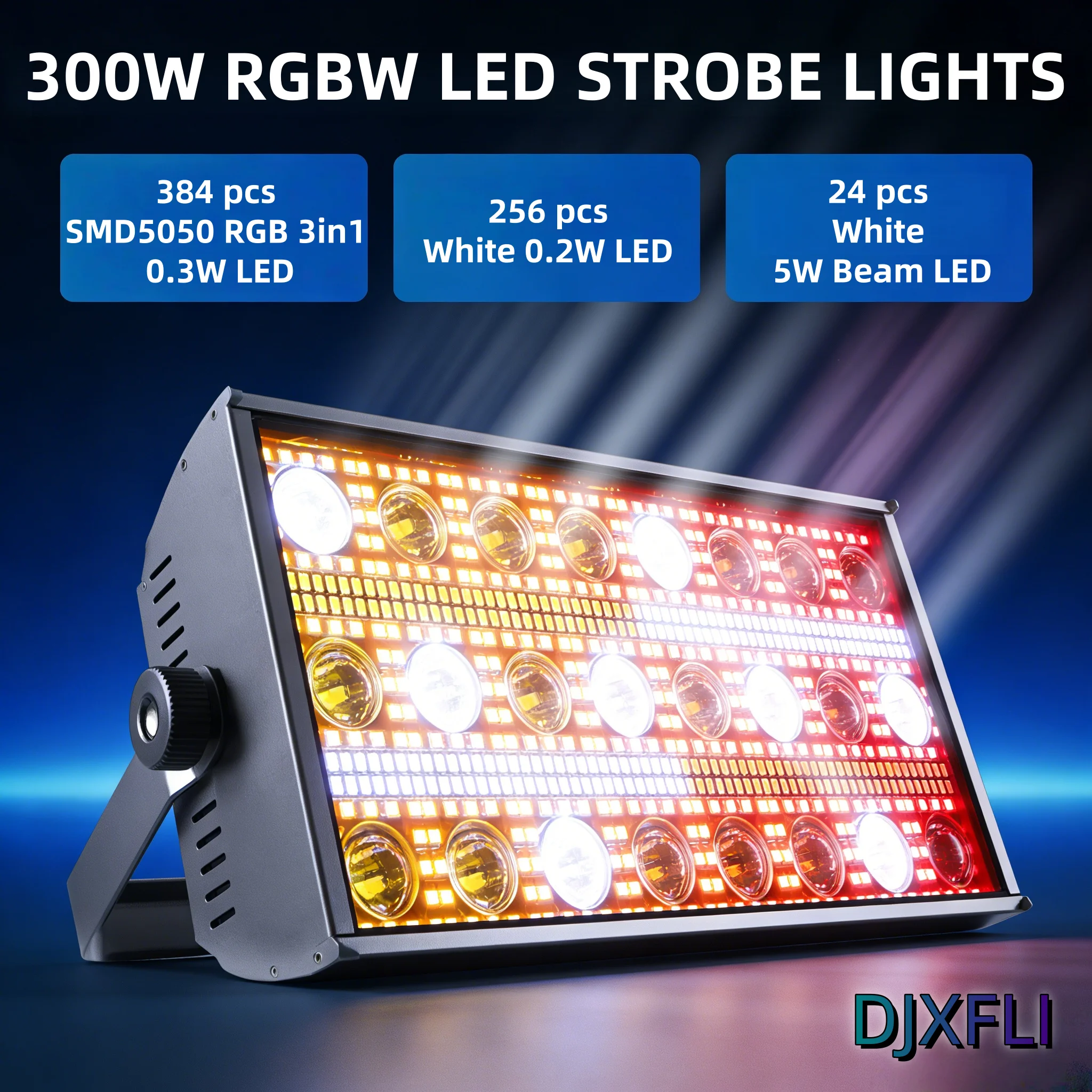 300W LED RGBW Strobe Beam Light Professional Stage Lighting Effects with Dimmable Color Changing for Party KTV DJ