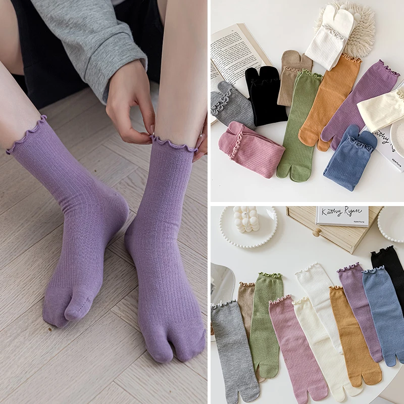 New High Quality Combed Cotton Split Toe Socks Unisex Simple Comfortable Two-Toed Socks Japanese Harajuku Men Women\'s Tabi Socks