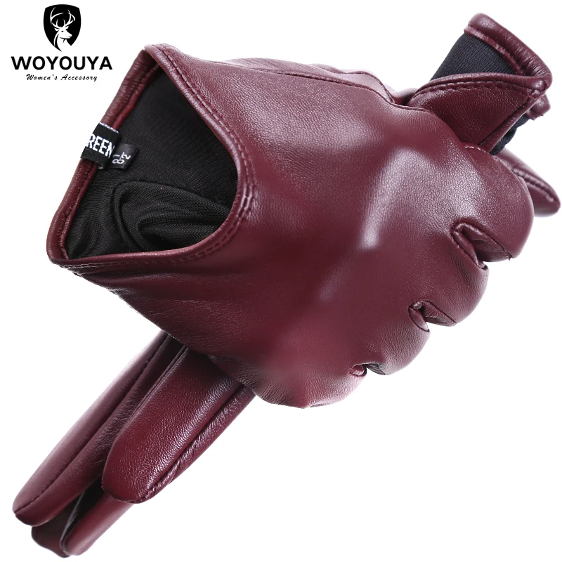 Color de moda Accesorios de ropa guantes de cuero para mujer, manopla corta cómoda para mujer, guantes cálidos de invierno para mujer-2001