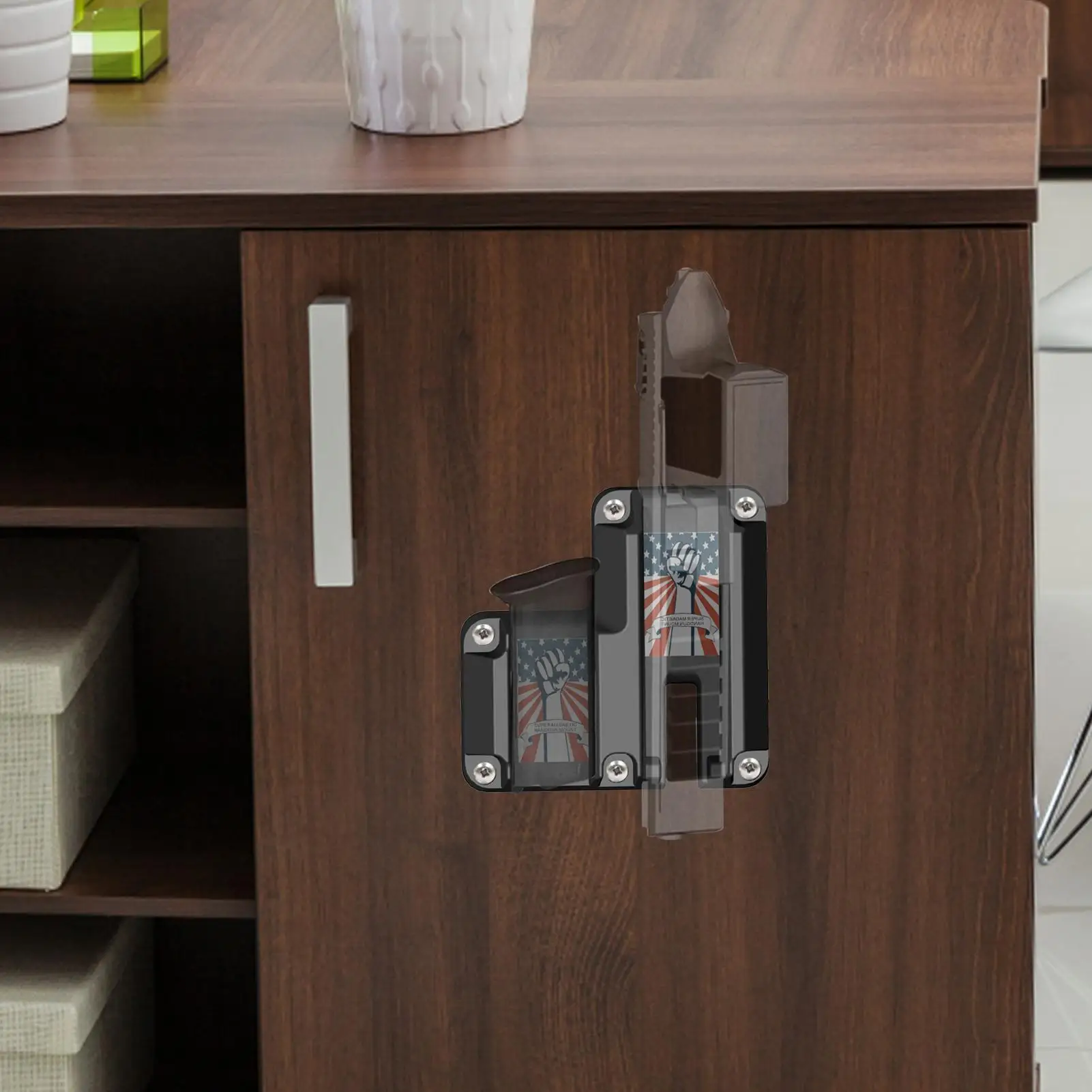 Staffa per pistola a doppio sedile Magnete Porta pistola Accessori per pistola Supporto per riviste Fondina Espositore per stoccaggio per Glock G17 G19 G22