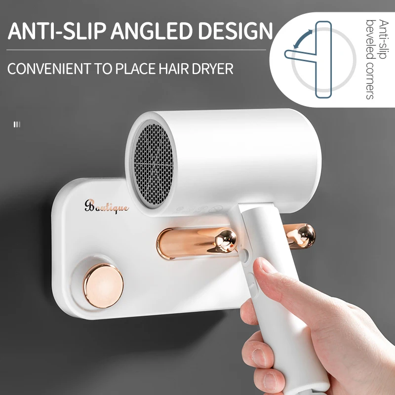 Holefree Bracket Wallmounted Hair Dryer Bathroom Toilet Hair Dryer Rack Multi-function Hair Dryer Wire Rack Bathroom Accessories