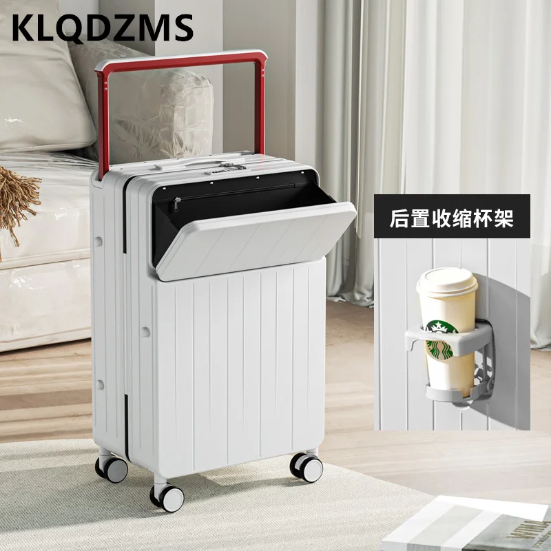 KLQDZMS 20"22"24"26 Inch Women's New Multifunctional Front Opening Boarding Large-Capacity Suitcase Carrying Wheeled Luggage