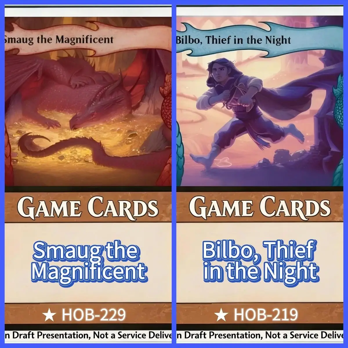 Carte Foil Sellin : Bilbo, Le Voleur de la Nuit, Smaug le Magnifique, Trône Errant, Anneau de Sol, Skullclamp - cartes proxy de la meilleure qualité