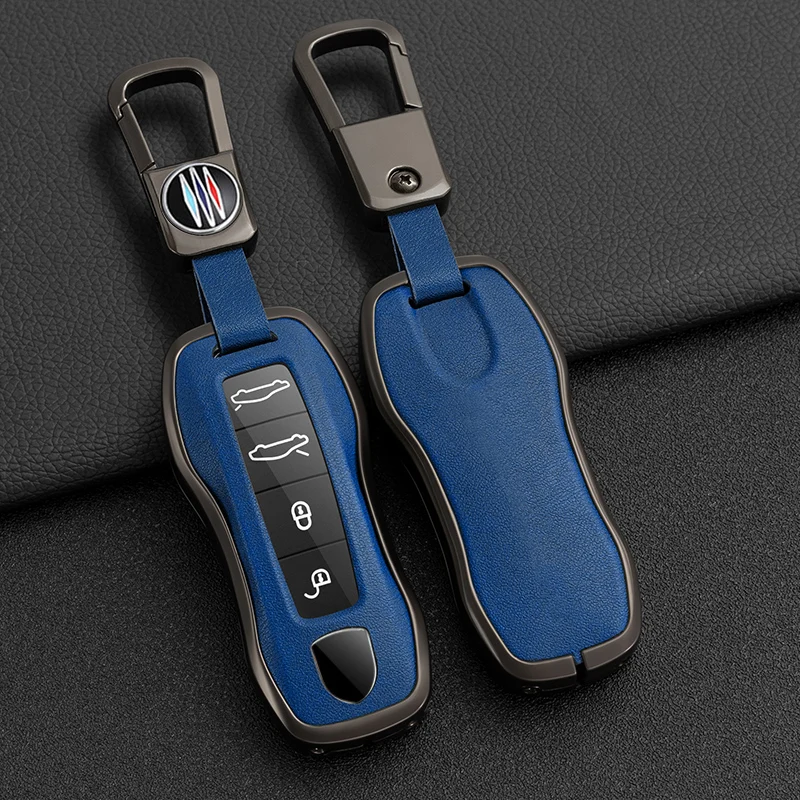 Couro Zinc Alloy Car Key Case, capa protetora, Porsche, Cayenne, Panamera, 911, 992, Taycan, acessórios do carro