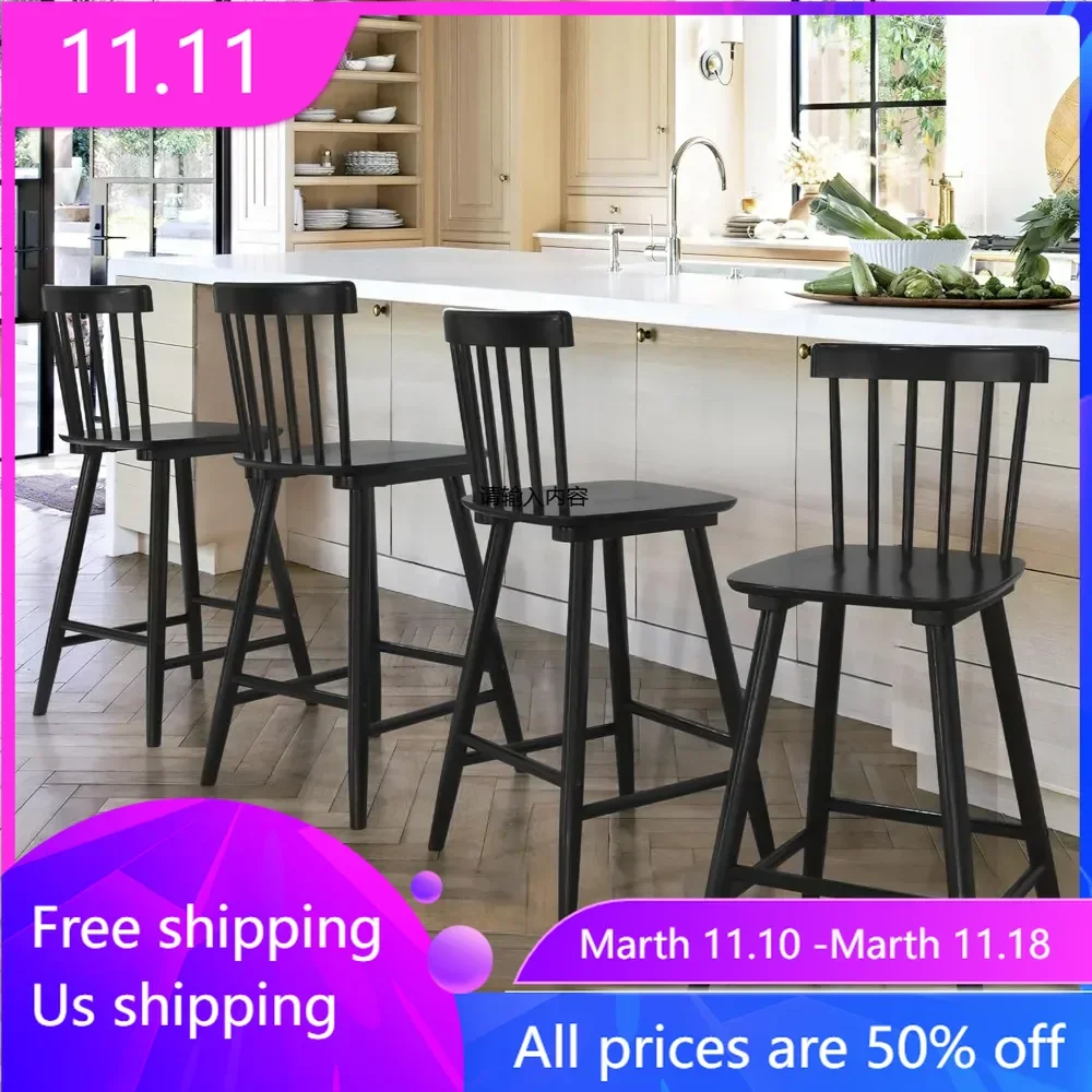 

4-piece set, suitable for kitchen island and farmhouse, 24 inch counter height, with spindle backrest