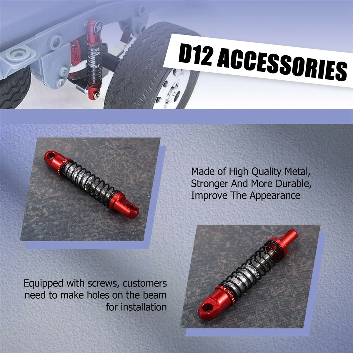 

Premium for D12 RC Car Metal Rear Damper with Mount Fixed Seat Upgrades