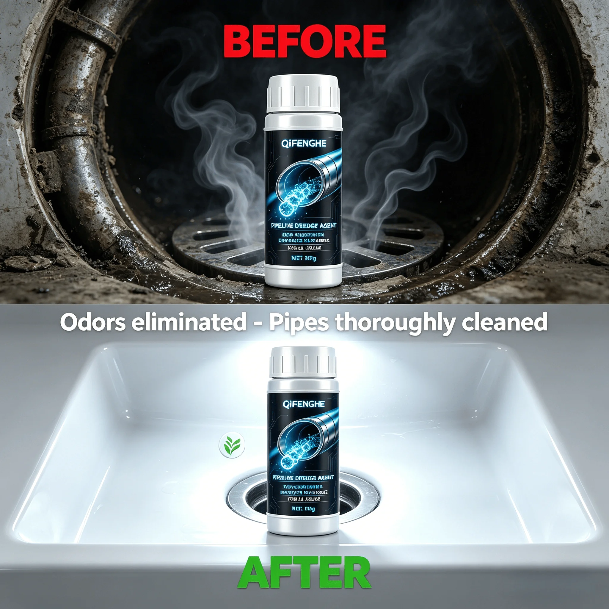 Pipeline Dredge Agent Drain Unblocker, Fast Formula Clears Grease Hair Food Residue, Restores Flow in All Drains