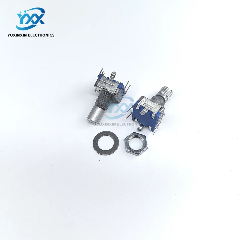 Поворотный энкодер EC11, 2 шт., с кнопкой, D-образным валом 15 мм/плоским валом, 5-контактный цифровой потенциометр для Arduino