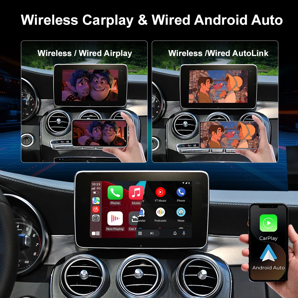Wireless Carplay Android Auto Module for Mercedes Benz NTG4.5 NTG5.0 System Compatible with C Class GLC A B GLE GLK S Models