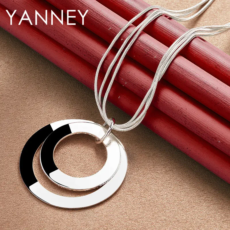 New 925 Sterling Silver 18 Inches Frosted Round Necklace Women Men Fashion Charm Wedding Party Favors Jewelry