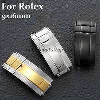 9X16mm Stainless Steel Watch Buckle for Rolex Daytona for Submariner for Water Ghost Watch Band Button Metal Double Safety Clasp