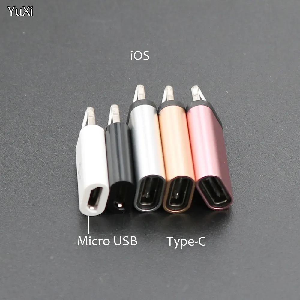 1Pcs For iPhone to Micro USB / Type-C Charger Adapter Female to Male Converter Adapter for iPhone 6 6s 7 8 Plus X 10 for iPad