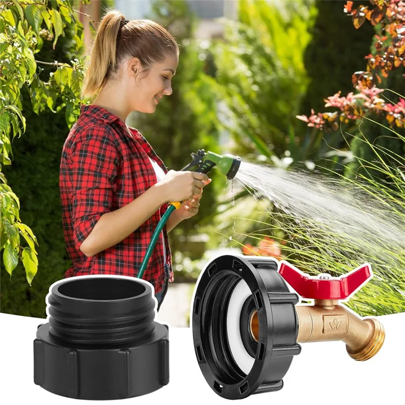 

IBC Water Tank Fitting For 275-330 Gallon IBC Tote Tank, Tote Fitting With Brass Hose Faucet Valve-N38R