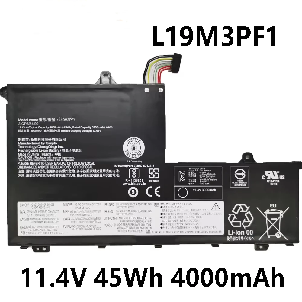 L19M3PF1 L19D3PF1 L19L3PF1 L19C3PF1 11.4V 45Wh 4000mAh Battery For Lenovo ThinkBook 14 14-IIL 14-IML 15 15-IML 15-IIL