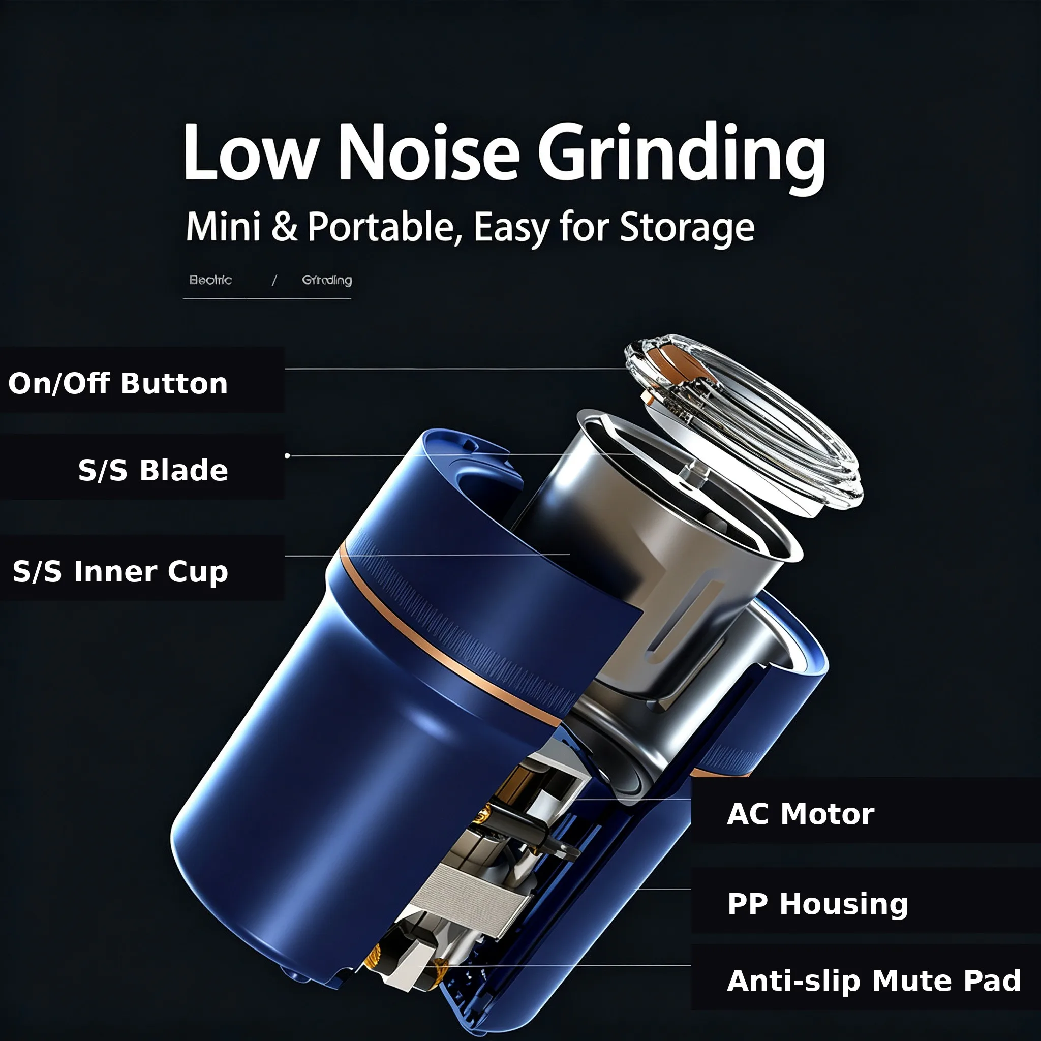 200W Electric Grain Mill Grinder 304 Stainless Steel, 3-Level Coarse Fine Powder for Spice Grinder Coffee Bean Seed Home Kitchen