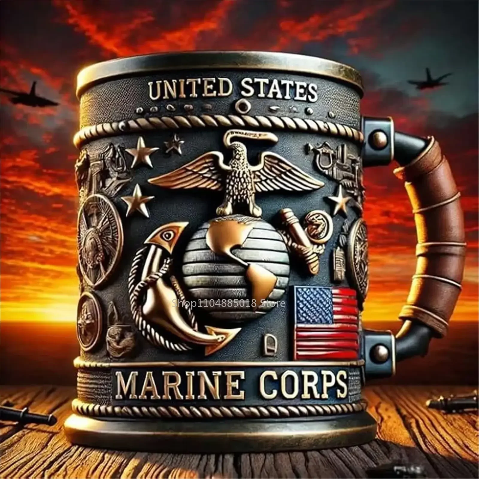 

Military 3D Mug Beautiful Army Themed Creative Handmade Military Coffee Mug Gift for Veterans Kitchen Dining Drinkware