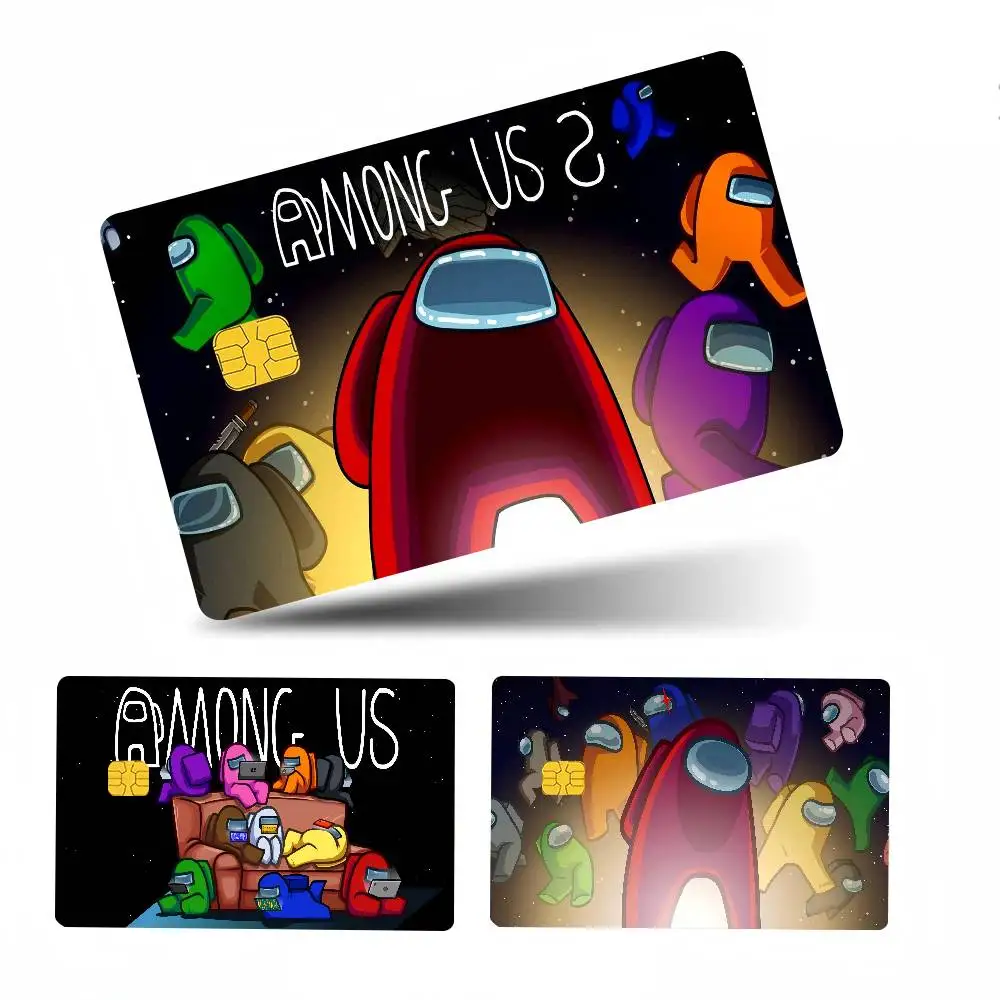 Entre nosotros dibujos animados 4 Uds 1 Juego de pegatinas de piel de tarjeta de crédito para tarjeta bancaria autobús Metro tarjeta pegatina impermeable regalo de mujer