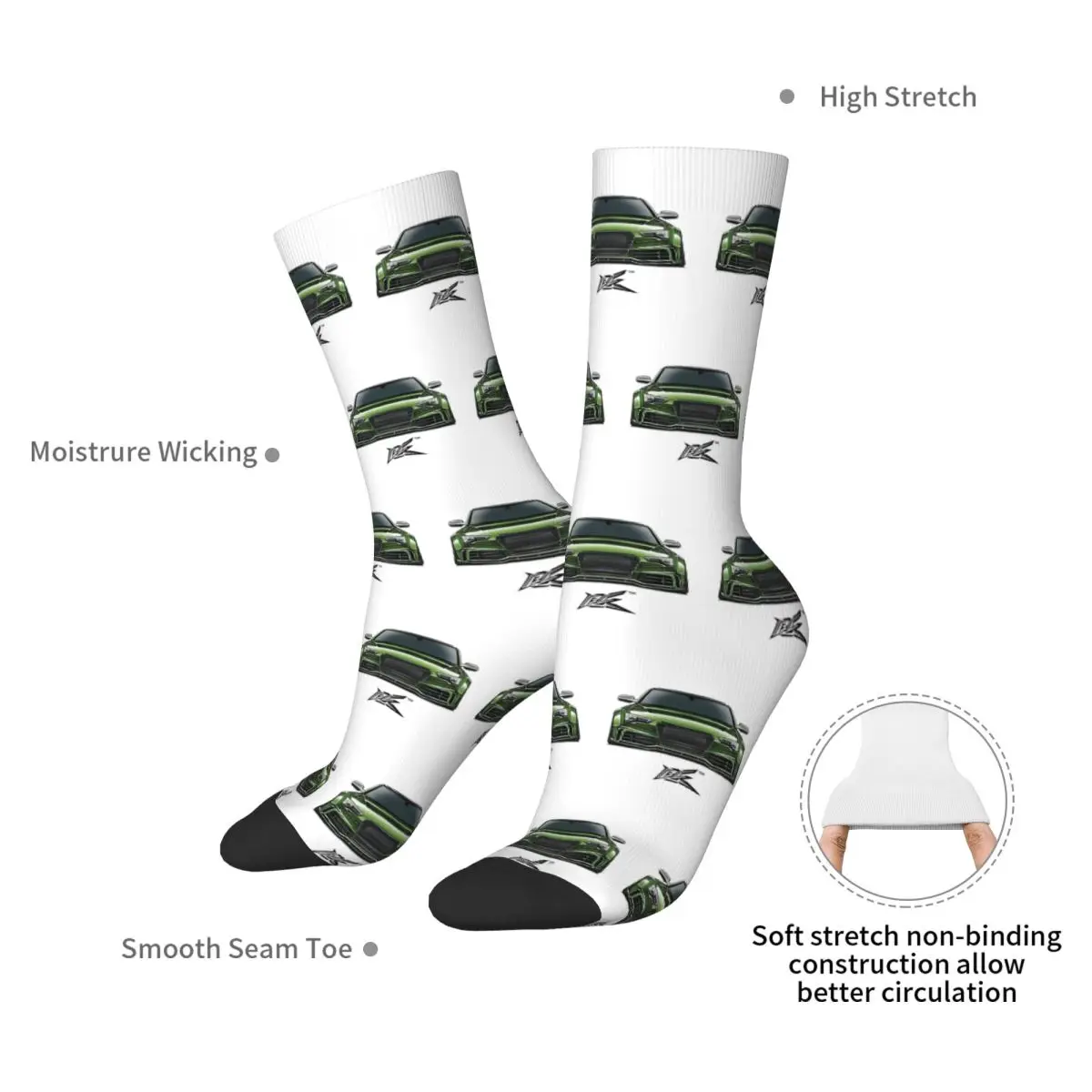 Widebody B8 Green Socks Harajuku High Quality Stockings All Season Long Socks Accessories for Man's Woman's Christmas Gifts