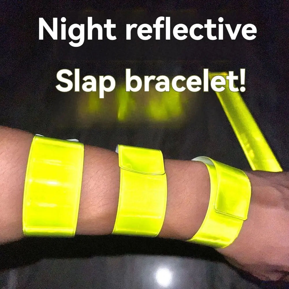 Dragonne de sécurité réfléchissante d'avertissement, 20 pièces, 22/30cm, visibilité, anneau à pression réfléchissant, bande créative, Bracelet à gifle réfléchissant, cadeau