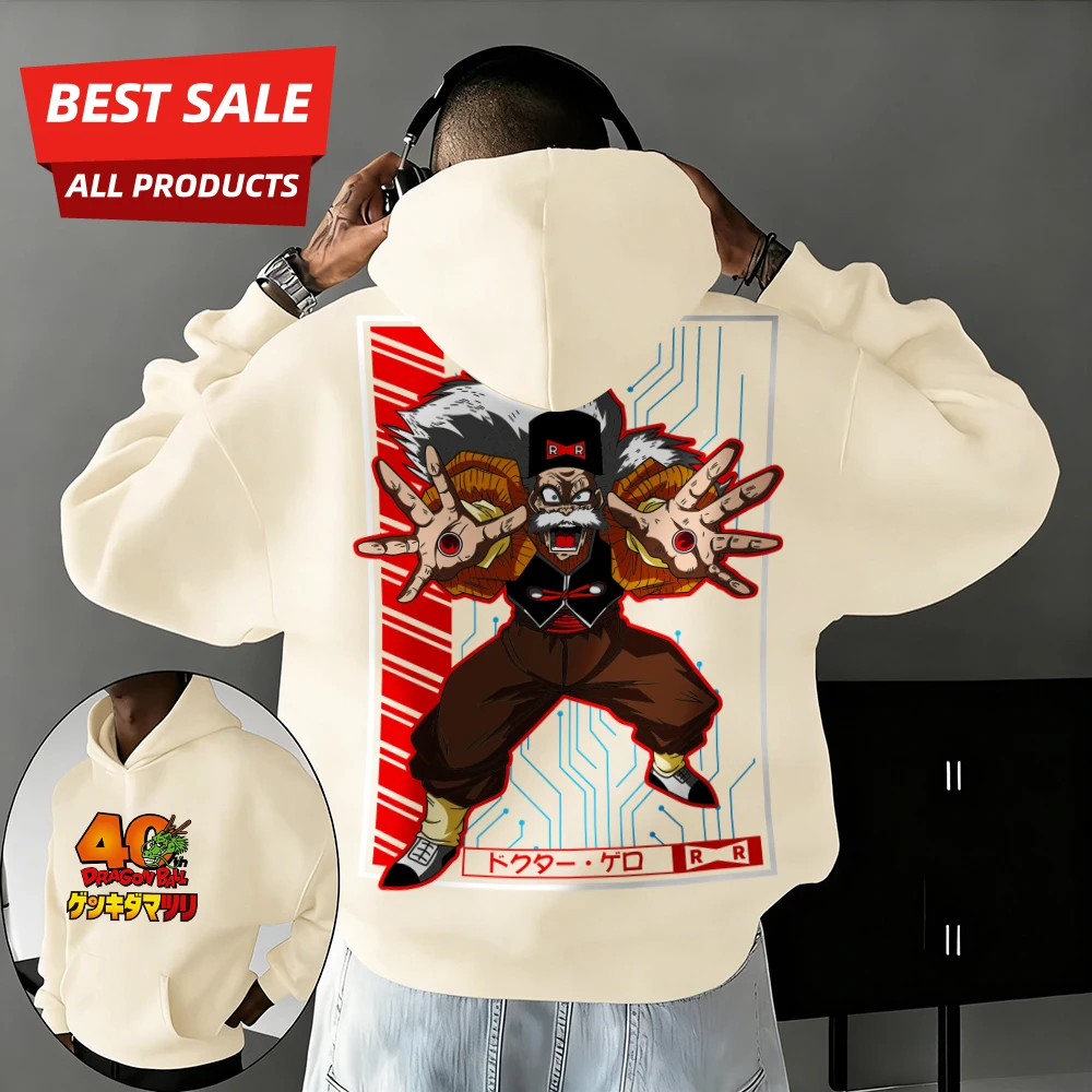 

Новая толстовка унисекс из 100% хлопка с принтом аниме Dragon Ball к 40-летию, осень-зима 2026, увеличенный размер, уличный стиль, Y2K