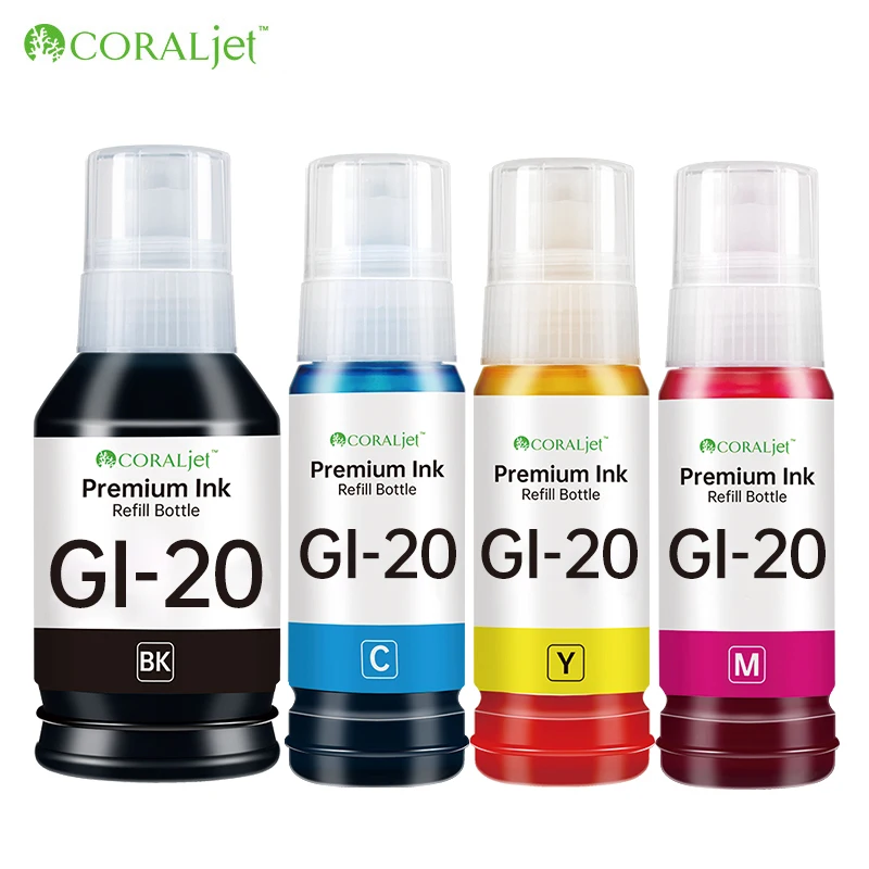 Coraljet GI-20 GI20 Ink High Capacity refill Compatible For Canon PIXMA G5020 G6020 G7020 G1220 G3260 G2660 printers bottles