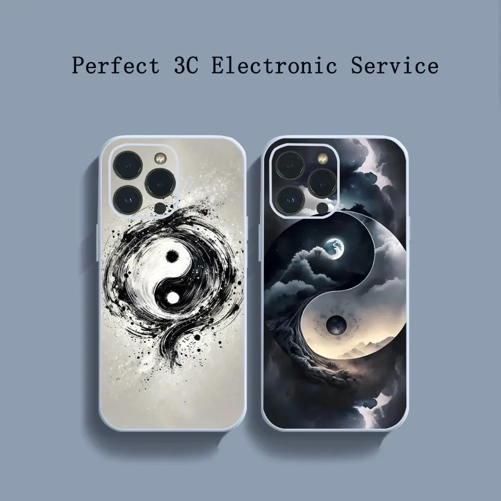 Eight Diagrams Taiji Yin Yang Cover Phone Case For iPhone 14 13 12 11 Pro Max XS Max X XR 7 8 Plus Mini Blue TPU material