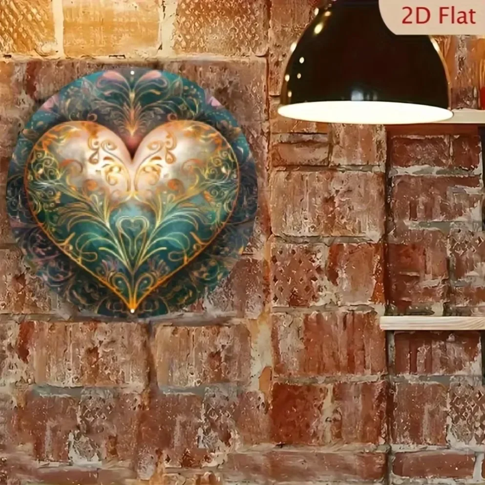 الرجعية 2D شقة Hemitong عيد الحب القلب المعدني جدار النحت | نمط معقد، هدية الهالوين وعيد الميلاد، ديكور المنزل/عيد الحب