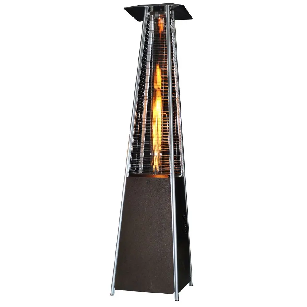 

International SUNH0 Contemporary Square Design Portable Propane Patio Heater with Decorative Variable Flame, Golden Hammered