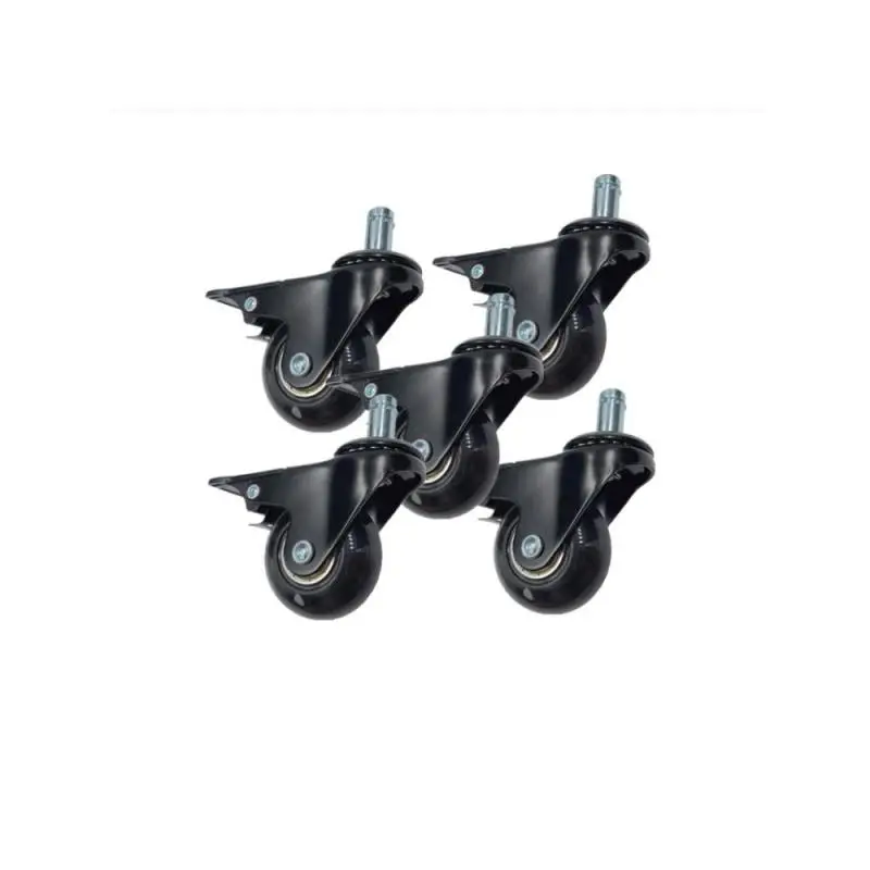 

5 Packs 2 Inch Universal Wheel With Brake 11mm Furniture Office Chair Caster Pu Transparent Quiet Small