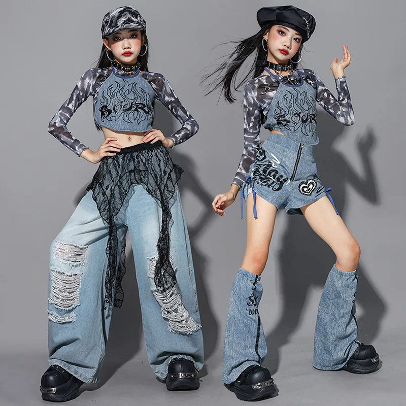 Girls Jazz Dance Performance Outfit Western Cowboy Style Children's Street Dance Clothing Show Trendy Clothes Set for Kids