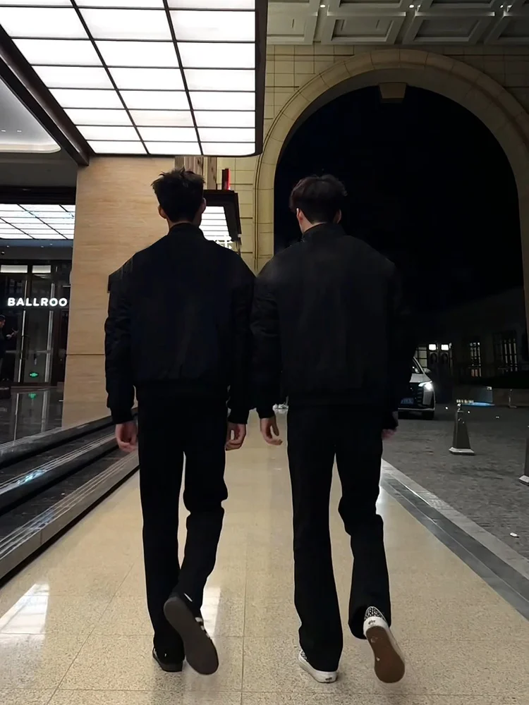 

Bla Fce Lined Men's Casual Pants Autumn Winter Faion Brand Cool Haome High End Feelings Straight Leg Flared Suit Pants