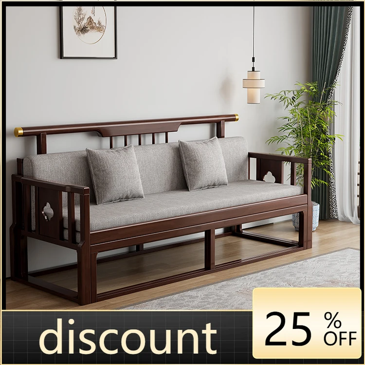 

LMM new Chinese solid wood Arhat bed sofa bed dual-purpose push-pull bed Ming-style tea table and chair combination
