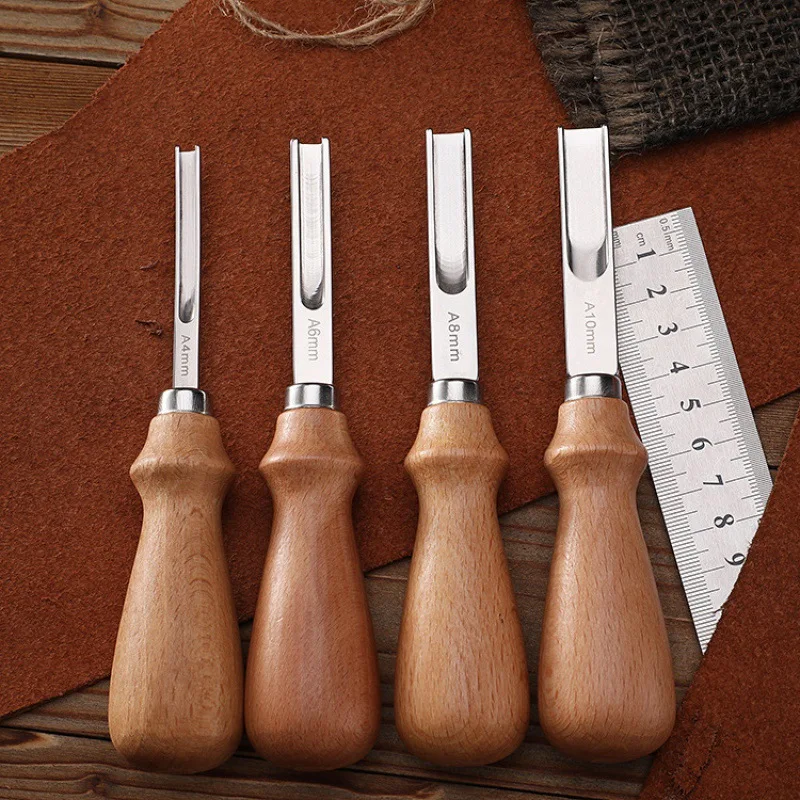 Practical Leather Craft Edge Beveler Skiving Beveling Handmade Cutting Tool Hand Trimming Cutting Wood Handles DIY Leathercraft
