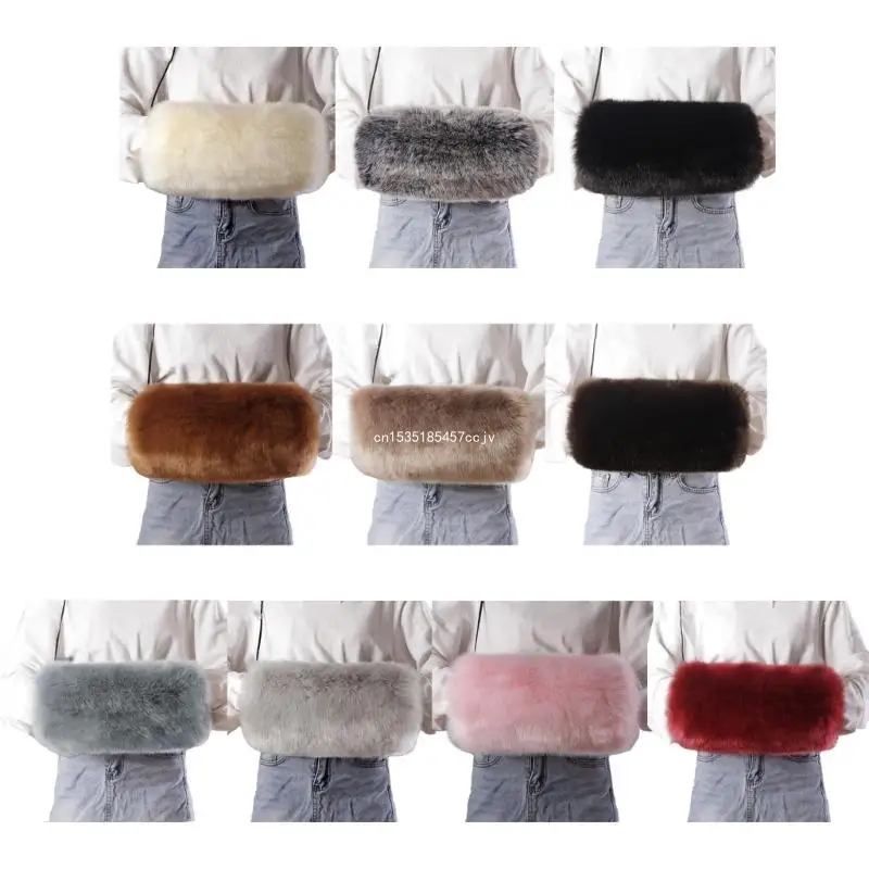 Women Faux Furs Hand Muffs for Female Male Winter Hand Muff with Strap Warm Coldproof Hand Muffs Outdoor Activity Gear Dropship