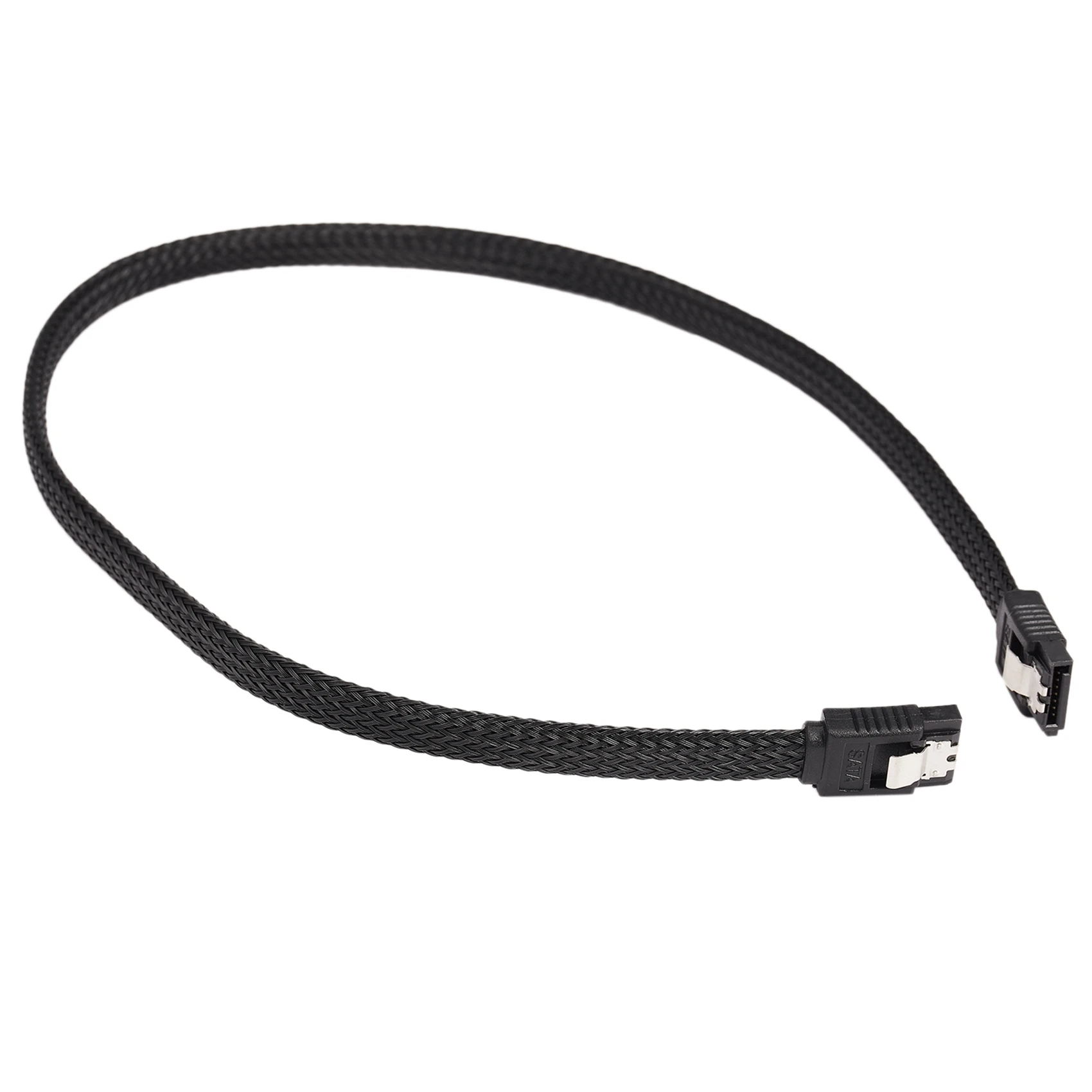 High-end 50CM SATA 3.0 III SATA3 7pin Data Cable 6Gb/s SSD Cables HDD Hard Disk Data Cord with Nylon Sleeved Premium Version(Bla