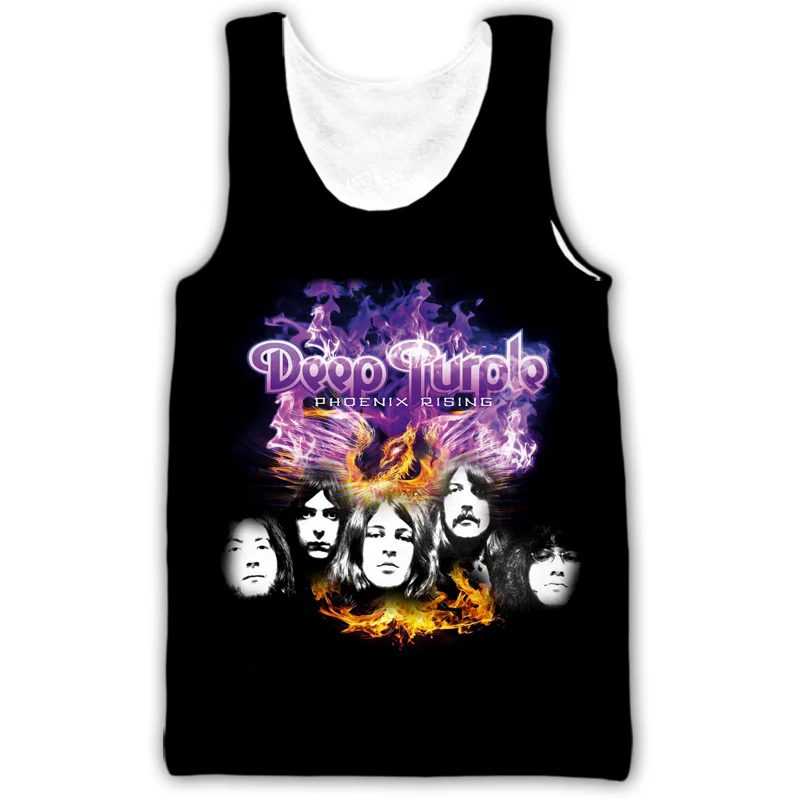 Deep Purple Band 3D Printed Tank Tops Men\'s Fashion Streetwear Oversized Sleeveless Tank Top Bodybuilding Gym Vest Man Clothing