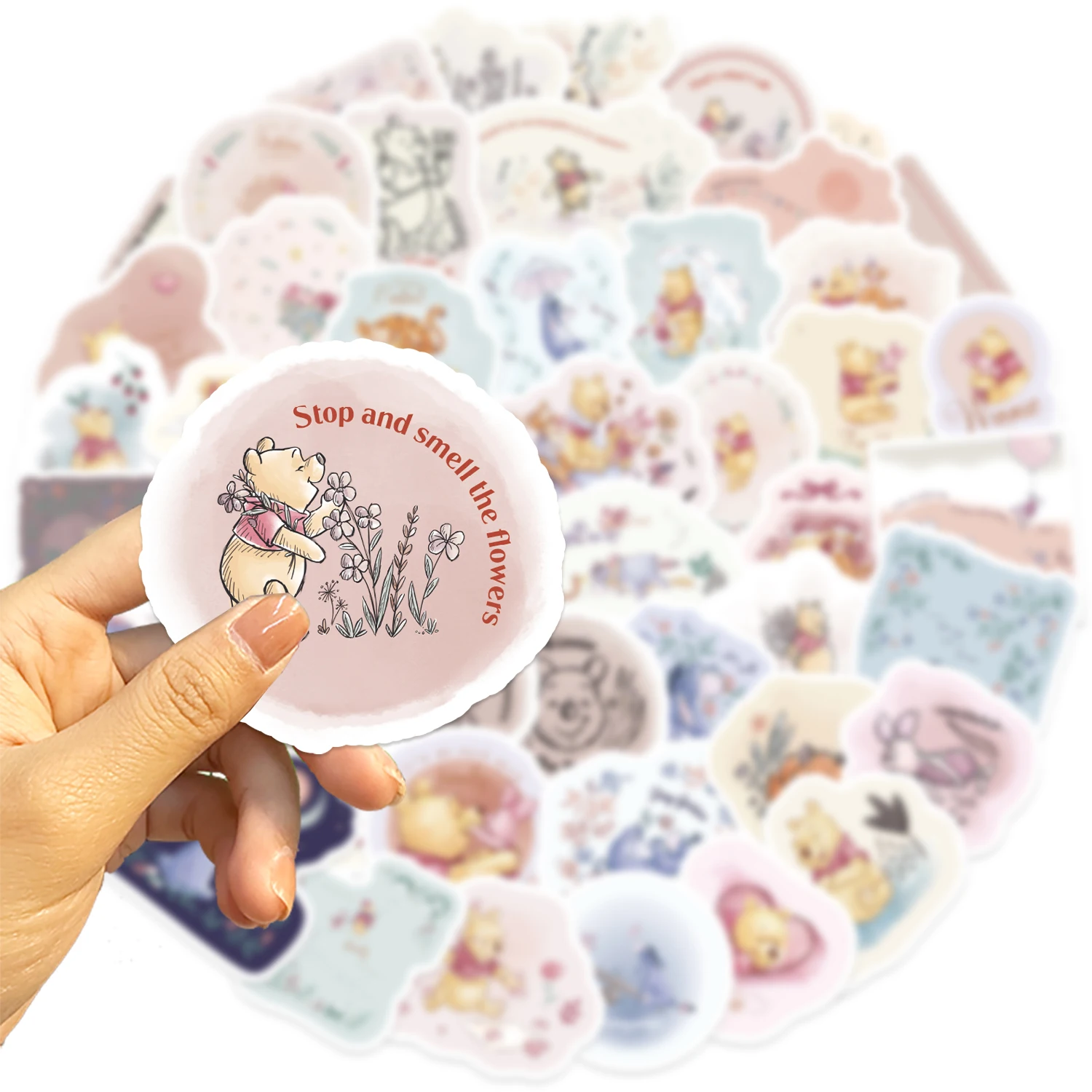 50PCS Disney Winnie the Pooh Vinyl Stickers Waterproof Decals For Water Bottle Laptop Skateboard Scrapbook Luggage Kids Toy