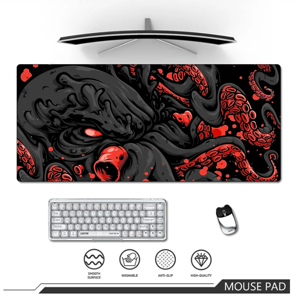 

Pink kawaii ONI Gaming Mouse Pad Japan Large Desk mat Durable Stitched Edge Computer Anime mousepad suitable for gaming