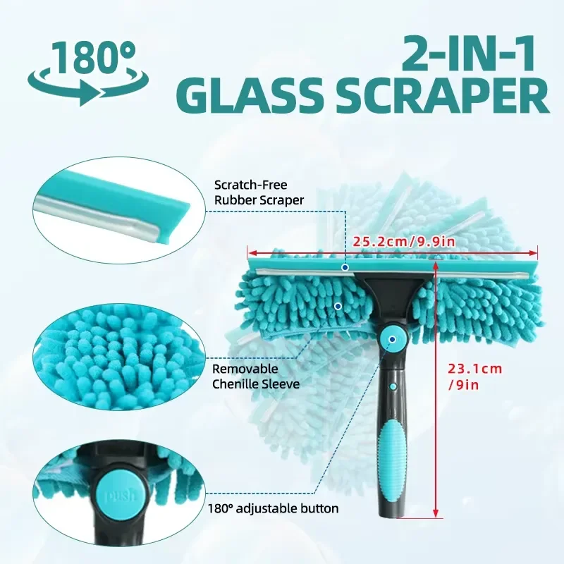 5-Section 7.2-meter telescopic window cleaning tool set, high-efficiency solar panel window cleaning tool, with water