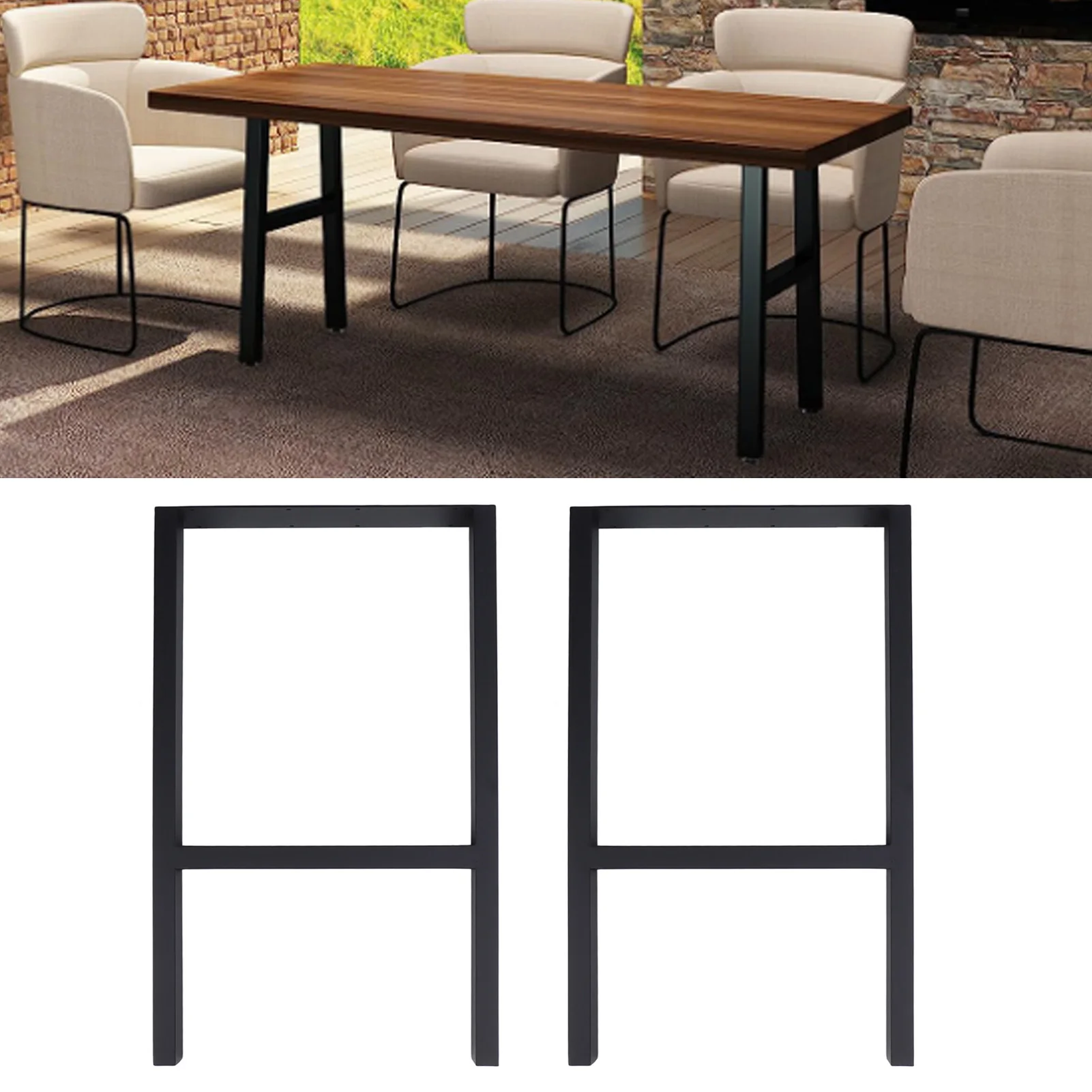 Patas de Metal en forma de H para muebles del hogar, soporte para mesa, escritorio de oficina, color negro mate, 2 piezas, 28 pulgadas