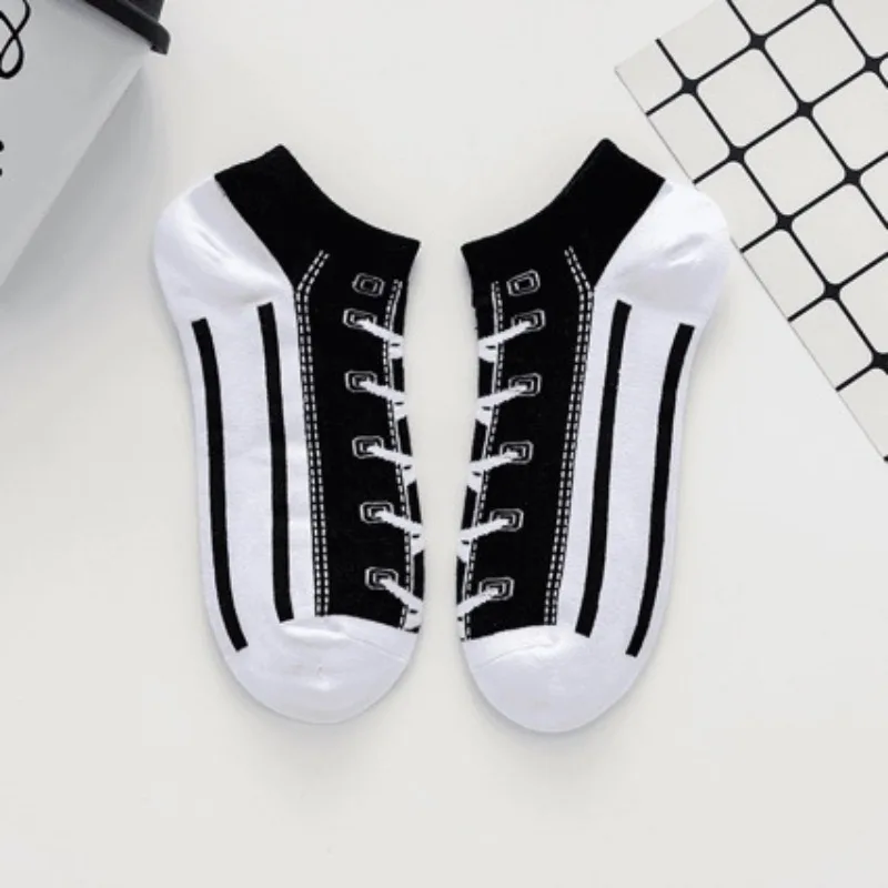 

5 Pairs Spring Summer Fashion Canvas Shoes Trend Versatile Basketball Men's Socks Thin Sports Couple Style Men's Low Top Socks