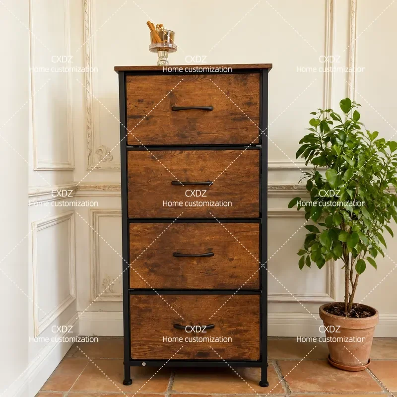 Multifunctional 4 Drawer Storage Cabinet Chest for Books Clothes Bedroom Study Bedside Table Organizer Furniture