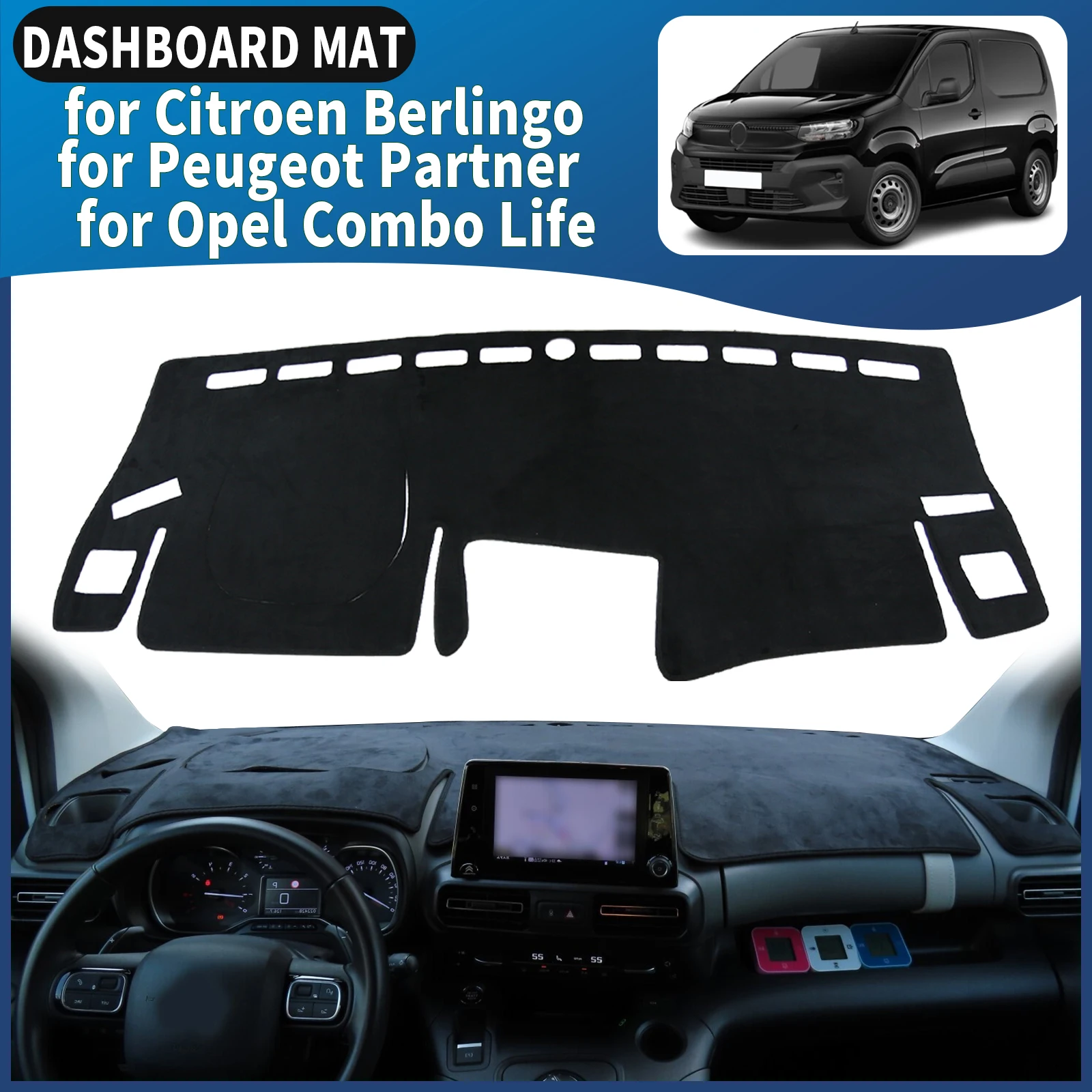 

for Citroen Berlingo for Peugeot Partner for Opel Combo Life 2019-2022 Dashboard Cover Pad Protective Carpet DashMat Sunshade