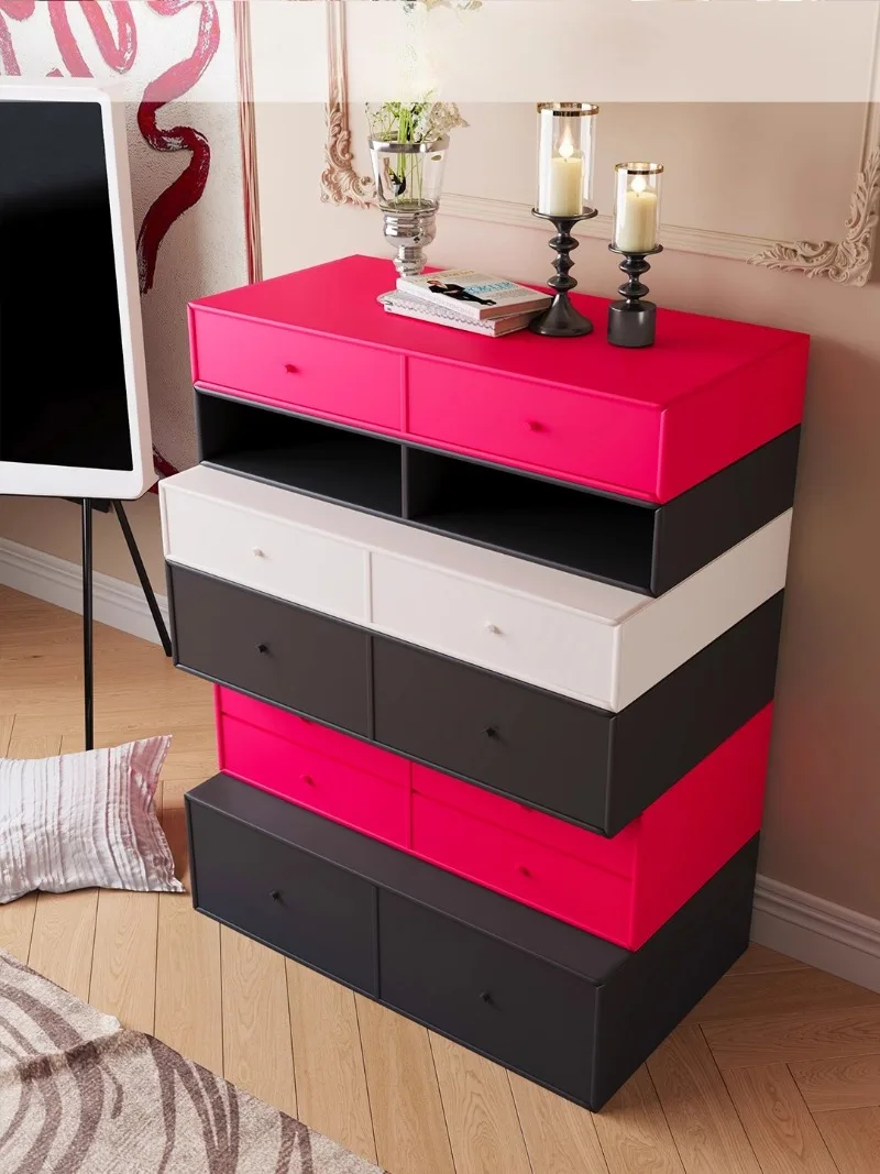 Bucket cabinet, dopamine panda stacking cabinet, cream wind, entrance cabinet against the wall