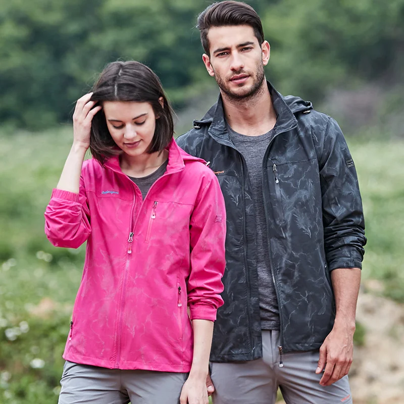 Men Women Outdoor Night reflection Waterproof Jacket Breathable Stretch Quick Dry Climbing Hiking Fishing Sports Clothing