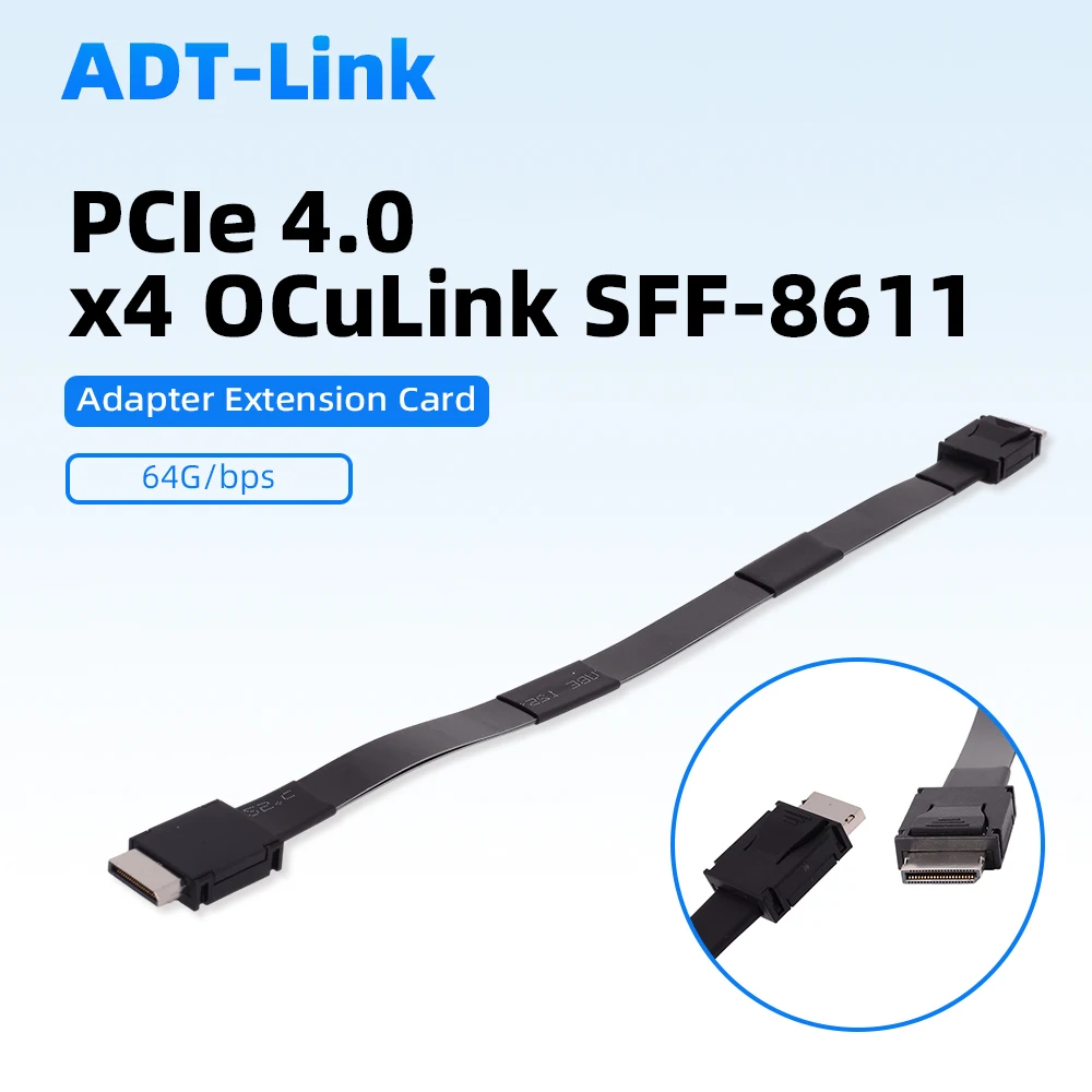 

SFF-8611 Male FFC Oculink Extension Cable PCI-E 4.0 X4 64Gbs Gen4 for eGPU External GPU Dock Graphics Card PC Server 25cm 50CM