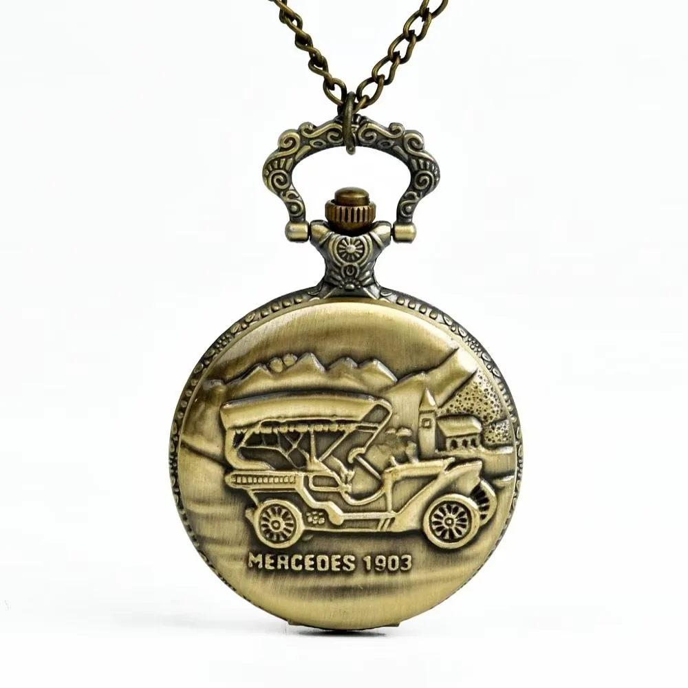 9074 Reloj de bolsillo vintage Entrenador Carro de bronce Reloj de bolsillo Bronce Hombres y mujeres Regalo para niños Colgante Regalos para hombres y mujeres