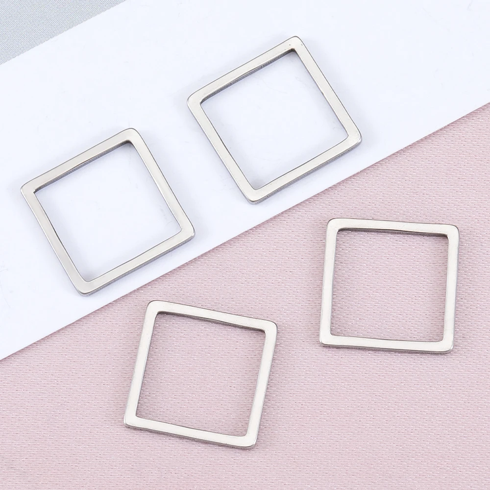 

20pcs Stainless Steel Frames Charms 12/16/20MM Square Blank Bezels for DIY Jewelry Making Earrings Pendants Resin Findings