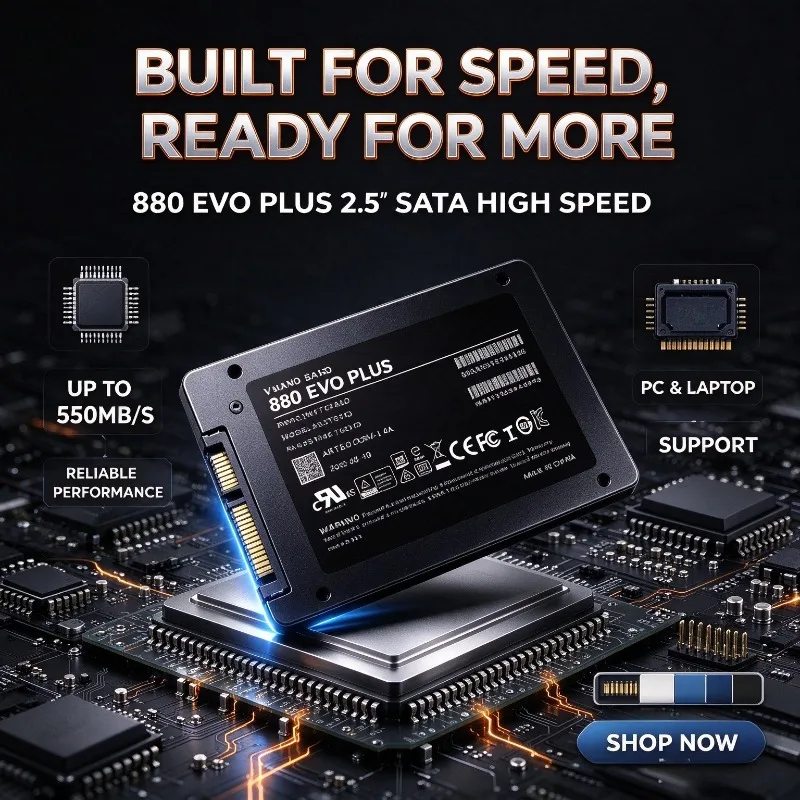 Hard Disk Solid State Drive 880 EVO PLUS 2.5 Inch Internal Solid State Drive SATA3 SSD 1TB 2TB 4TB for Laptop Desktop Plus Good.